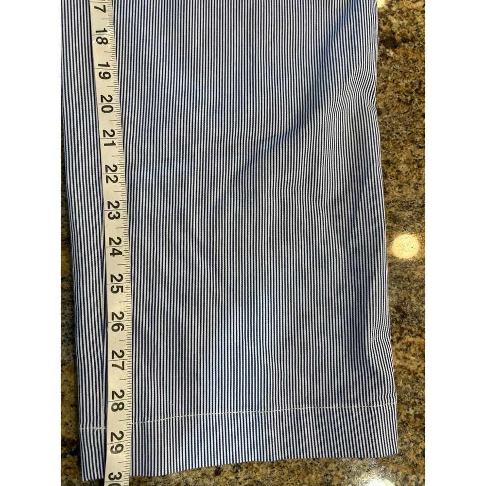 NWT Talbots Womens‎ 16 Chino Pants Straight Leg Crop Blue Striped Stretch Career